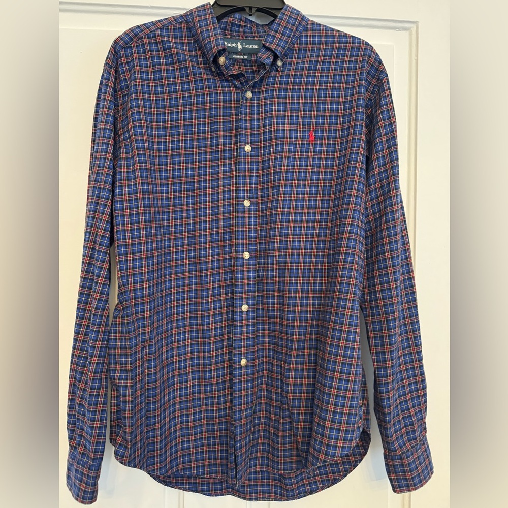Ralph Lauren Blue and Red Plaid Button Down Shirt